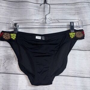 Kenneth Cole‎ Reaction Womens Medium Hipster Beaded Bikini Swim Bottom Black